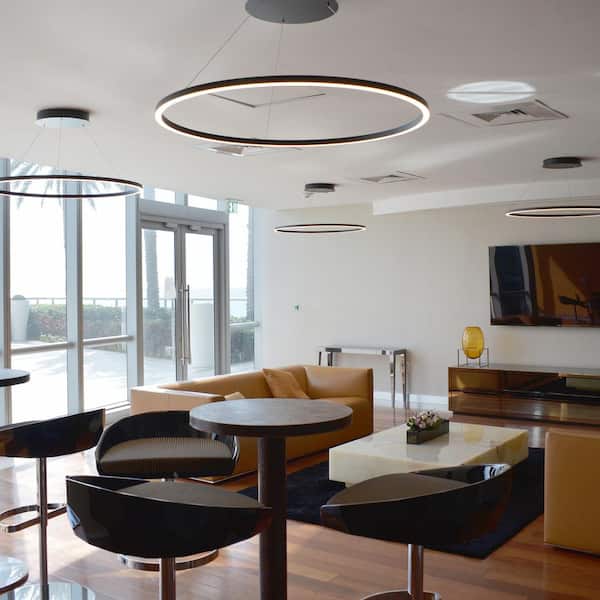 Tania Round 39 in. 52-Watt Silver Circular ETL Certified Integrated LED Chandelier Hanging Pendant Light