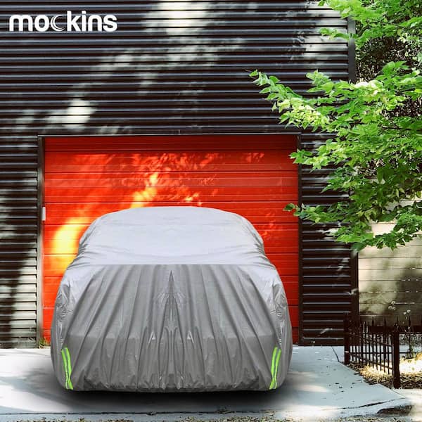 Mockins 185 in. x 70 in. x 60 in. Heavy-Duty Waterproof Car Cover - 190t Silver Polyester