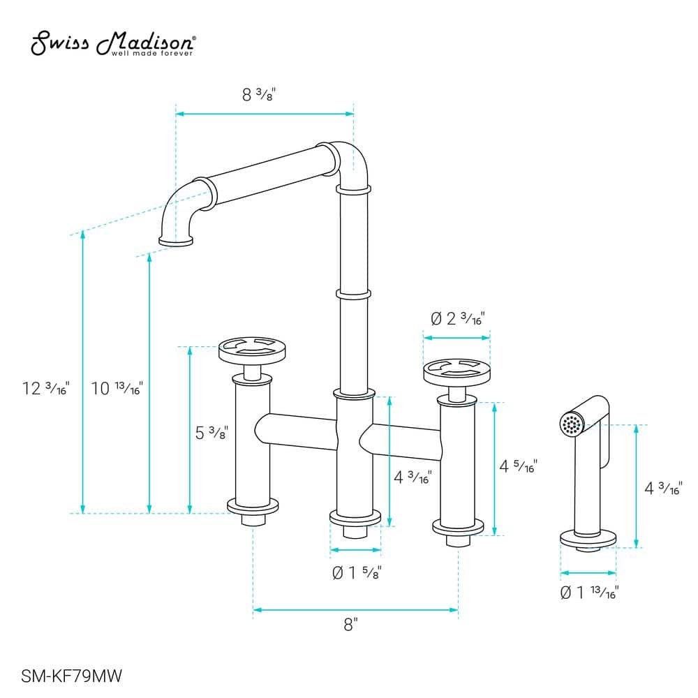 Matte White Nickel Widespread Kitchen Faucet with Side Sprayer