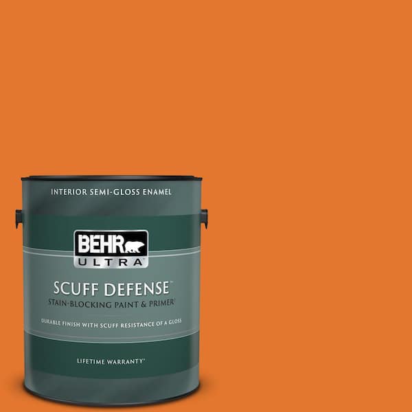 BEHR ULTRA 1 gal. #250B-7 Crushed Orange Extra Durable Semi-Gloss Enamel Interior Paint & Primer