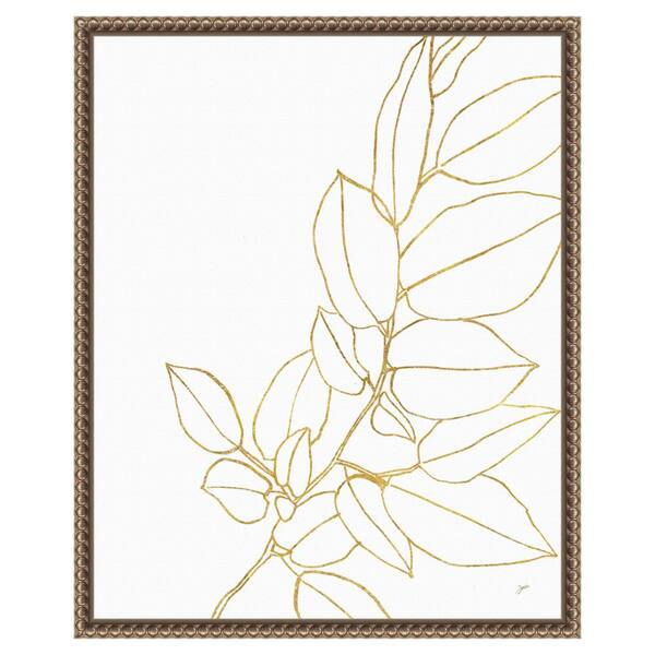 Amanti Art "Gold Magnolia Branch II" by Karyn Panganiban 1-Piece Floater Frame Giclee Abstract Canvas Art Print 20 in. x 16 in.