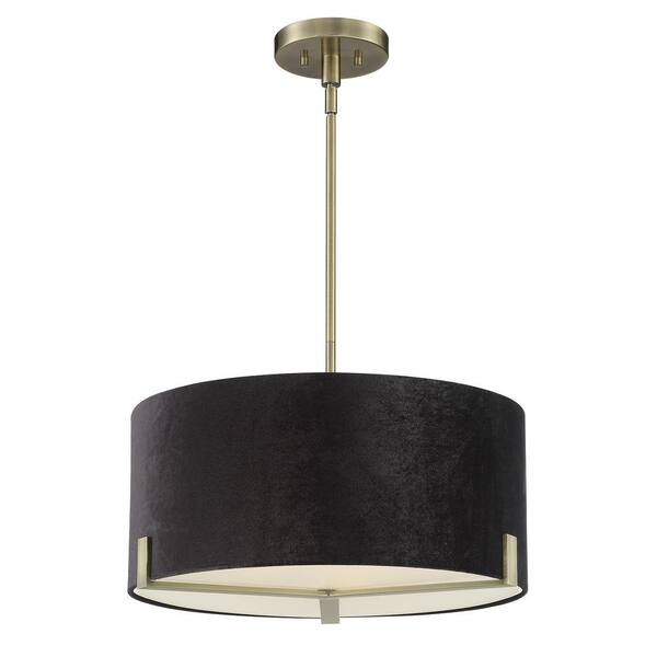Weathered Antique Brass Drum Pendant 