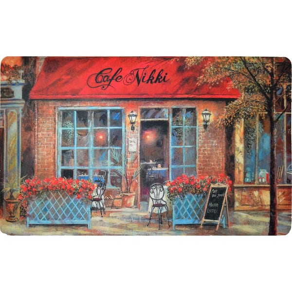 J&V TEXTILES 30 in. x 18 in. Cafe Nikki Kitchen Cushion Floor Mat