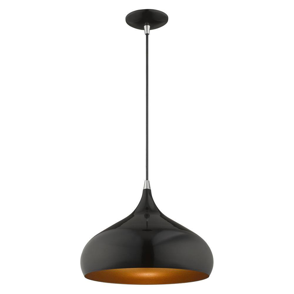 Eclipse Mini Pendant Light in Shiny Black with Gold Accents