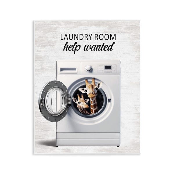 Laundry Room Help Wanted by Lettered and Lined Unframed Typography Graphic Art Print 14 in. x 11 in.