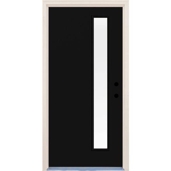 Builders Choice 36 in. x 80 in. Inkwell Left-Hand 1 Lite Clear Glass Painted Fiberglass Prehung Front Door with Brickmould