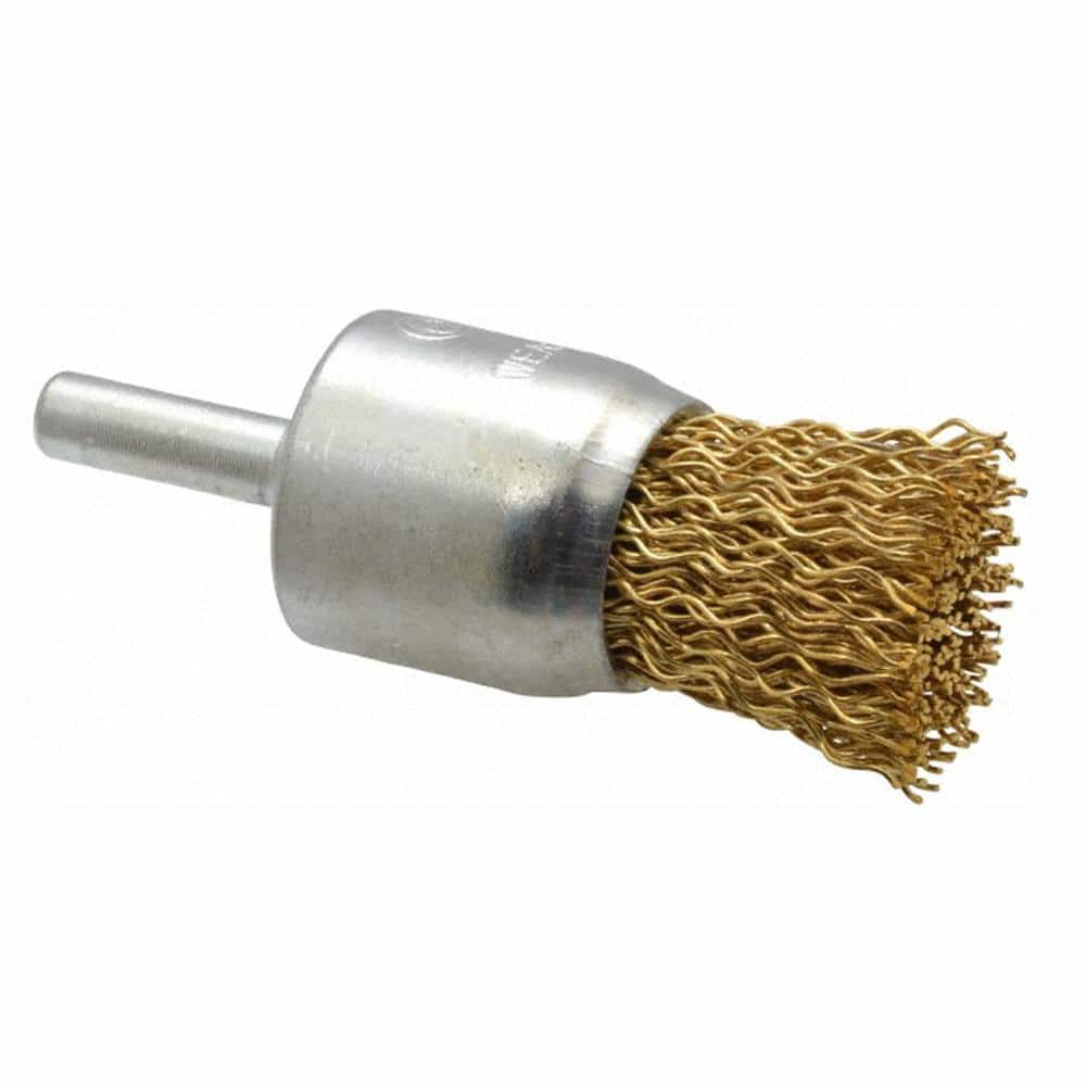 Mounted 1 Inch Crimped Brass Wire Brush on Mandrel pack of 6
