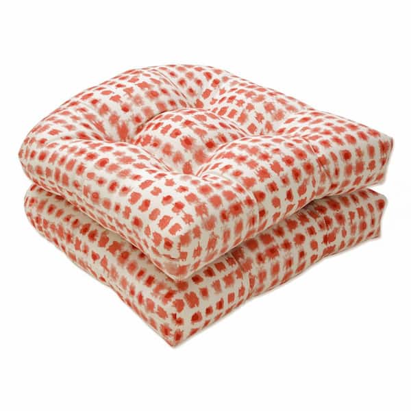 Pillow Perfect 19 x 19 Outdoor Dining Chair Cushion in Red/Ivory (Set of 2)