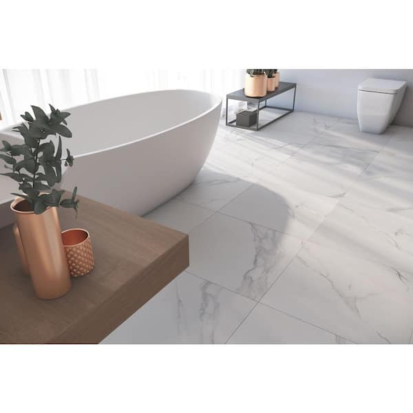 Donchez White Calacatta 24 in. x 24 in. Glazed Porcelain Floor and Wall Tile (15.76 sq. ft./Case)