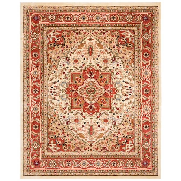 SAFAVIEH Lyndhurst Ivory/Rust 12 ft. x 18 ft. Floral Border Medallion Area Rug