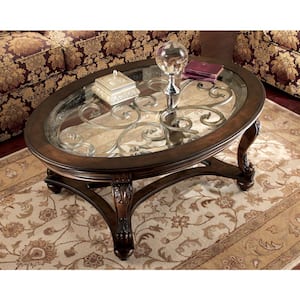 Norcastle 48 In. Brown Oval Glass Coffee Table