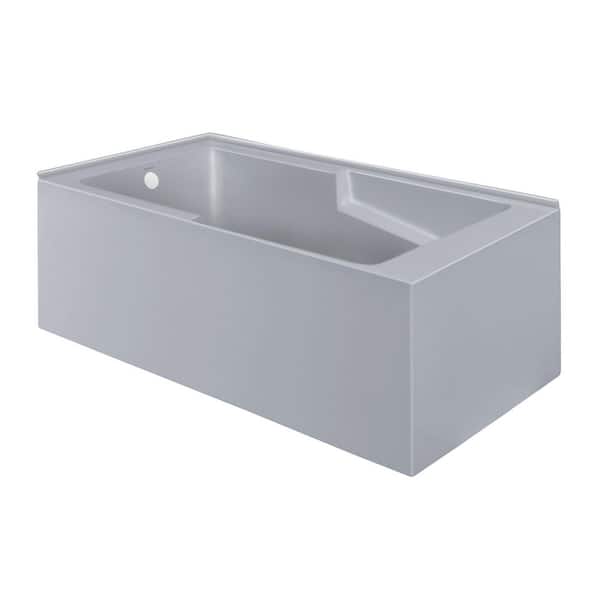 Swiss Madison Claire 60 in x 32 in Soaking Alcove Corner Apron Bathtub with Left Drain in Matte Gray