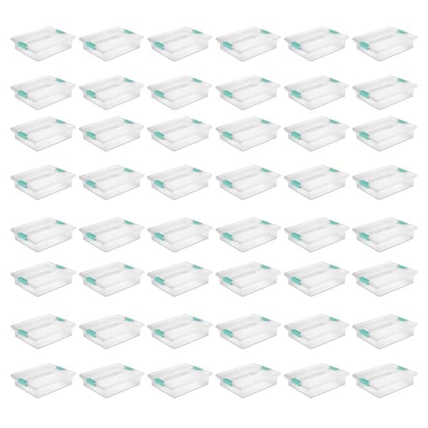 Sterilite 1 Gal. Large File Clip Box Clear Storage Bin Container with Lid (48-Pack)