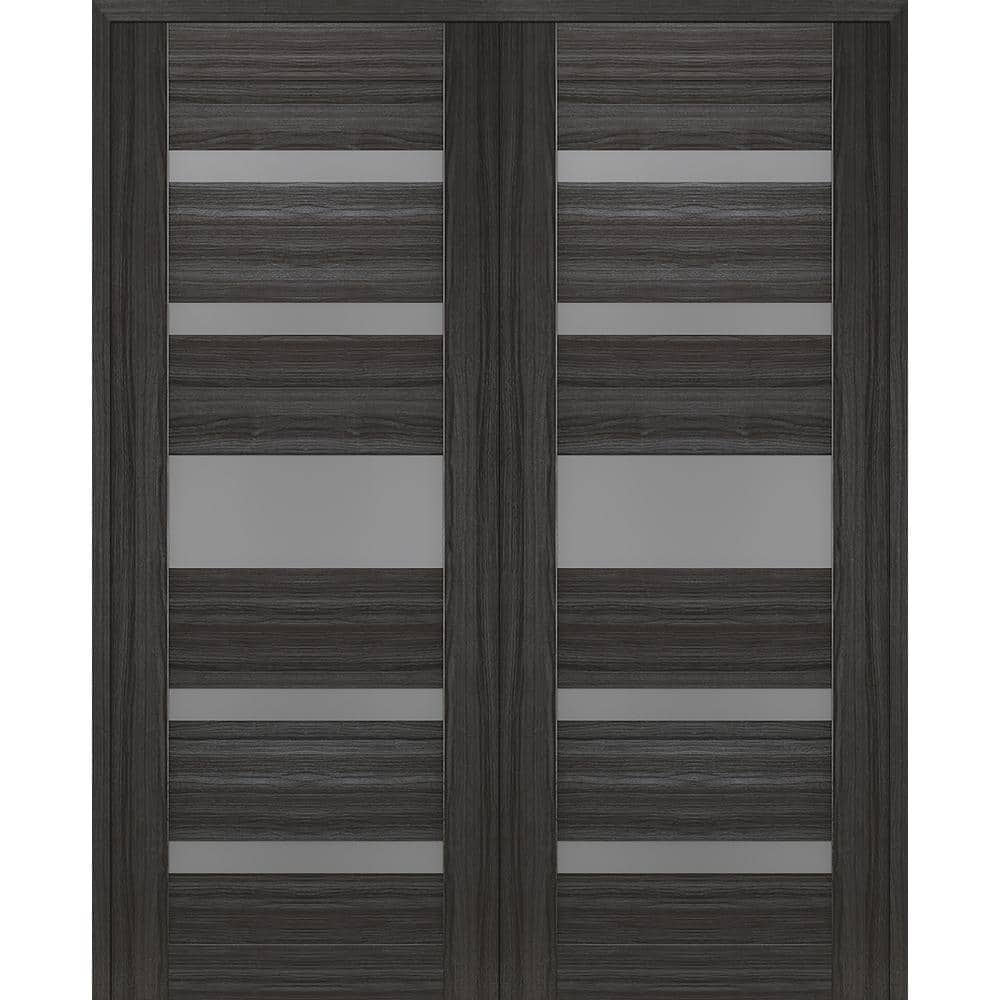 Gina 56 in. x 96 in. Both Active 5-Lite Gray Oak Wood Composite Double Prehung Interior Door price history on PriceWatchPro