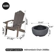 Lanier 5-Piece Brown Recycled Plastic Patio Conversation Adirondack Chair Set with a Grey Wood-Burning Firepit