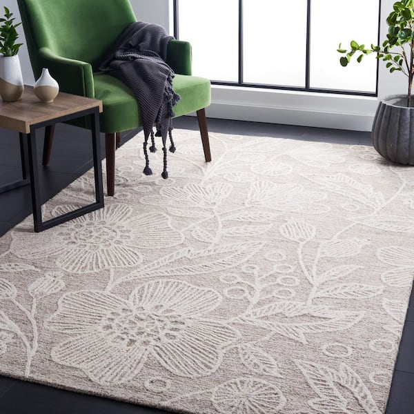 Jardin Natural/Ivory 5 ft. x 8 ft. Floral Area Rug