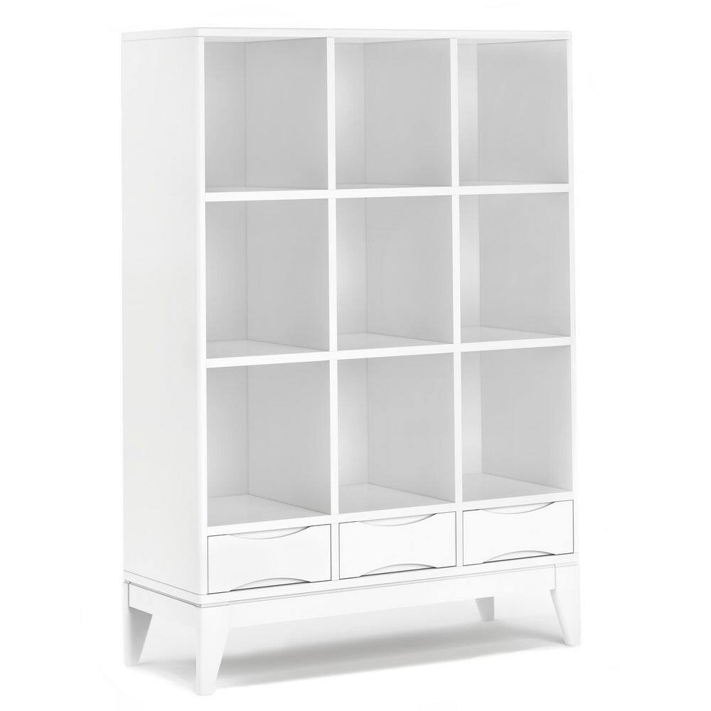 Simpli Home Harper 42 in. W White Solid Hardwood 9Shelf Cube Storage