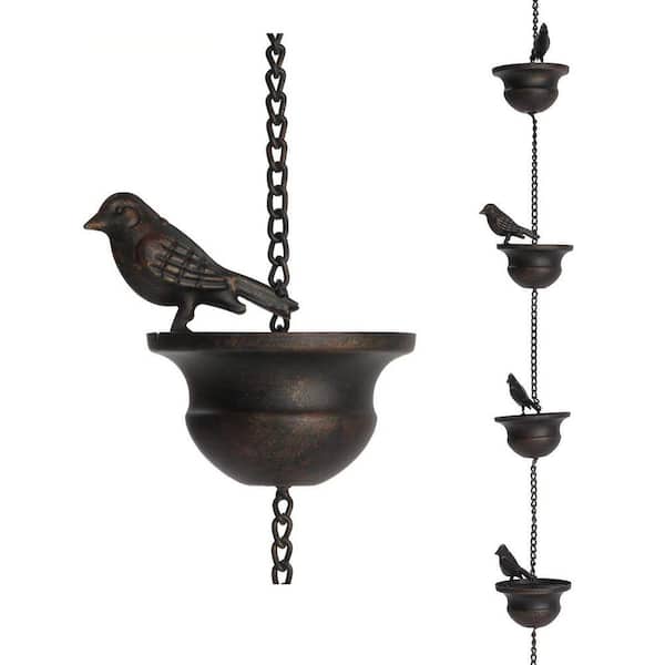 8.5 ft. Metal Birds Rain Chain for Gutters, Durable Outdoor Decoration Rain Chain