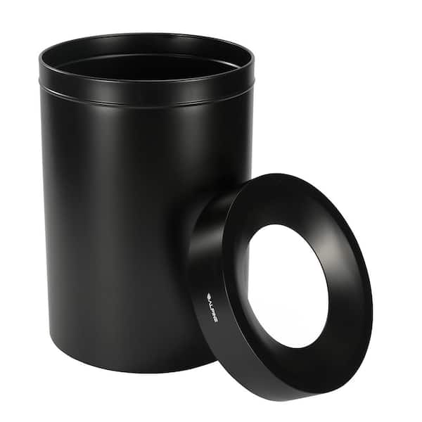 50 Gal. Black Stainless Steel Open Top Commercial Garbage Vented Trash Can with Lid