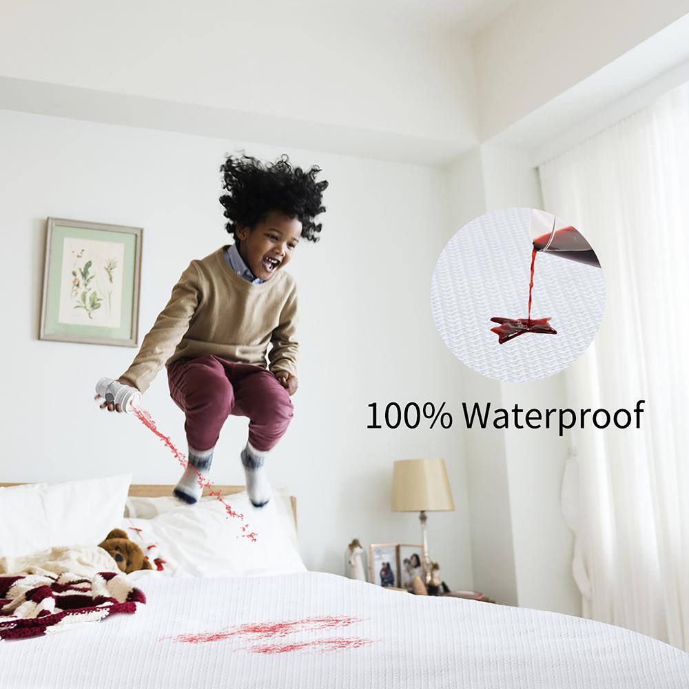 Queen White Waterproof Fitted Mattress Protector