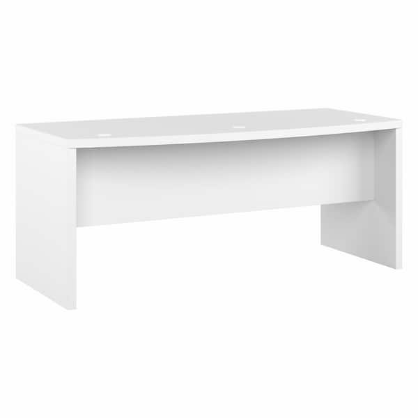 Bush Furniture Echo 71.97 in. Bow Front Rectangular Pure White Desk
