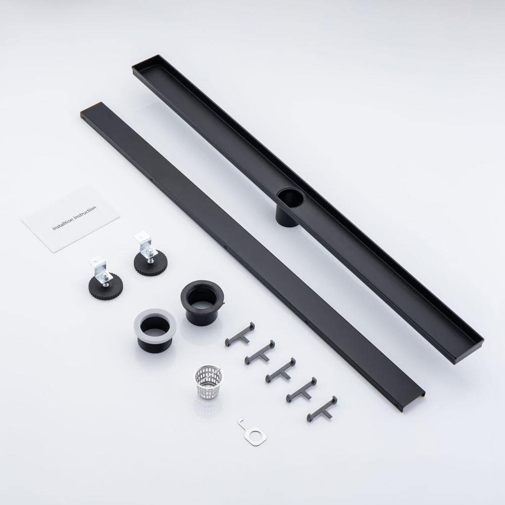 36 in. Linear Grid Shower Drain in Matte Black price history on PriceWatchPro