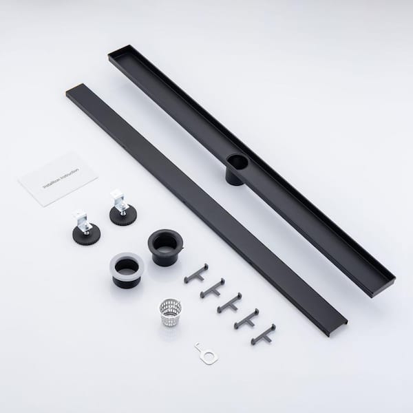 WELLFOR 36 in. Linear Grid Shower Drain in Matte Black