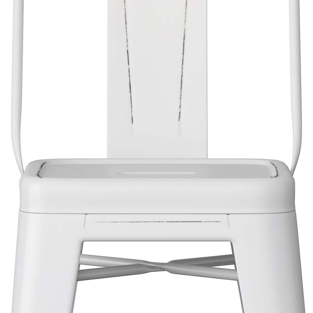 Rayne 24" Distressed White Metal Counter Stools (Set of 2)