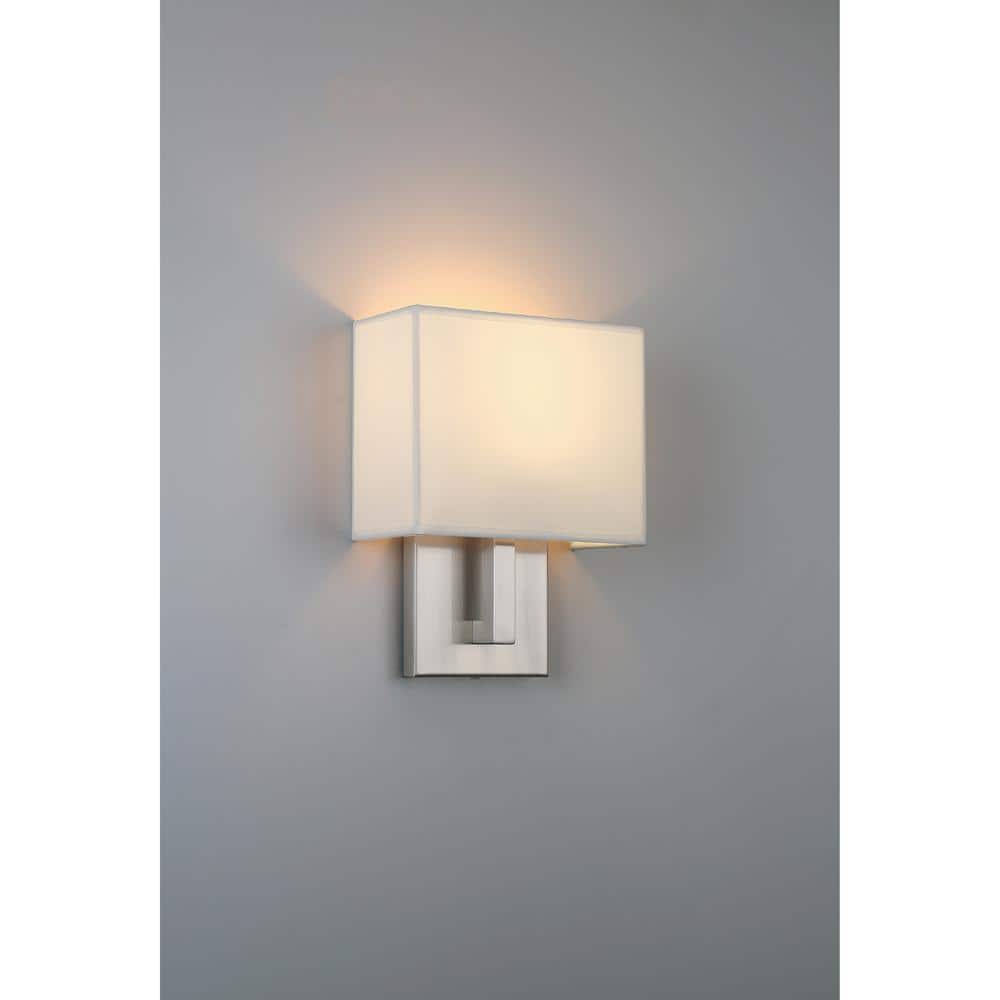 Mid Town Brushed Steel LED Wall Sconce with Milky Shade
