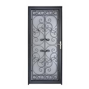 Naples 32 in. x 80 in. Universal/Reversible Hinging Black Steel Full View Storm Security Door