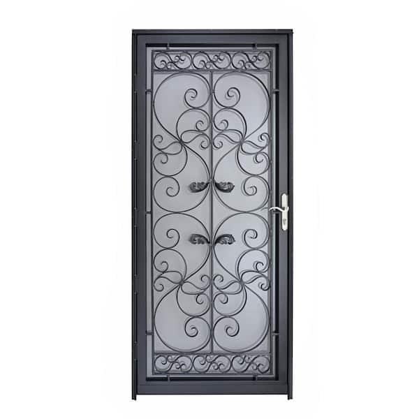 Grisham Naples 32 in. x 80 in. Universal/Reversible Hinging Black Steel Full View Storm Security Door