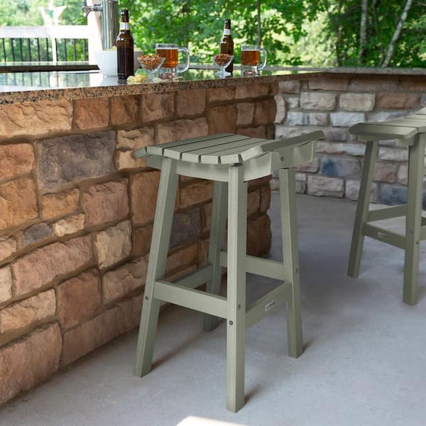 Highwood Summit Square Eucalyptus Recycled Plastic Bar Height Outdoor Bar Stool