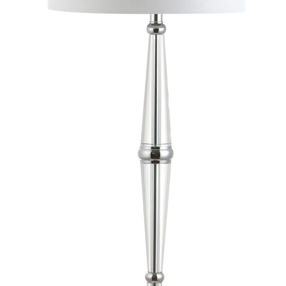 Francine 60" Crystal Chrome Floor Lamp with White Drum Shade