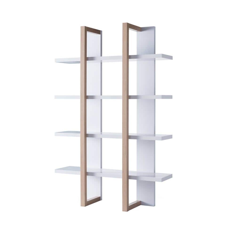 47.25 in. W x 14.5 in. D White and Brown Particle Board Decorative Wall She