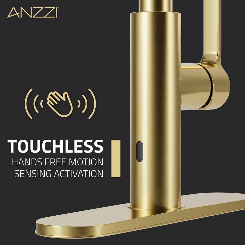 Brushed Gold Stainless Steel Touchless Pull-Down Kitchen Faucet