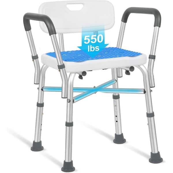 20 in. Adjustable Freestanding Chair with Backrest and Padded Armrest for Elderly and Disabled, FSA/HSA Eligible in Gray
