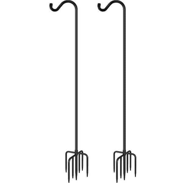 108 in. Black Metal Shepard's Hooks for Outdoor Bird Feeders (2-Pack)