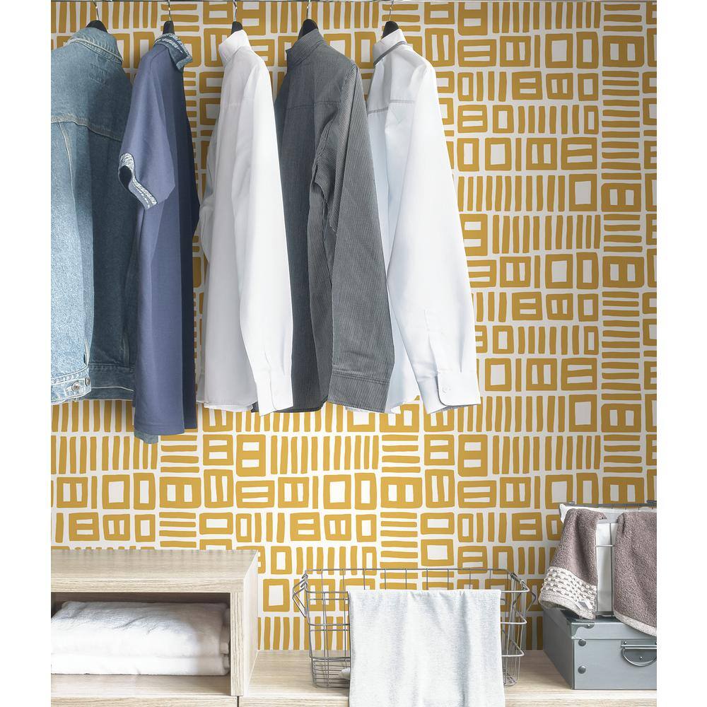 Yellow Geometric Self-Adhesive Peel & Stick Wallpaper Roll