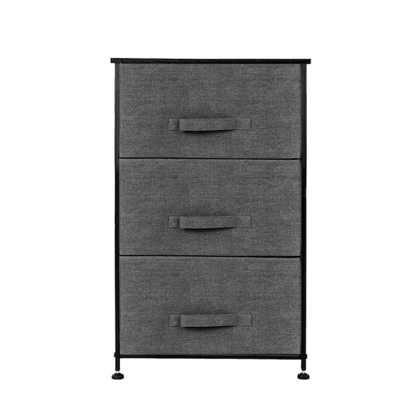 Karl home 12 in W. x 28.74 in. H Gray 3-Drawer Fabric Storage Chest with Gray Drawers