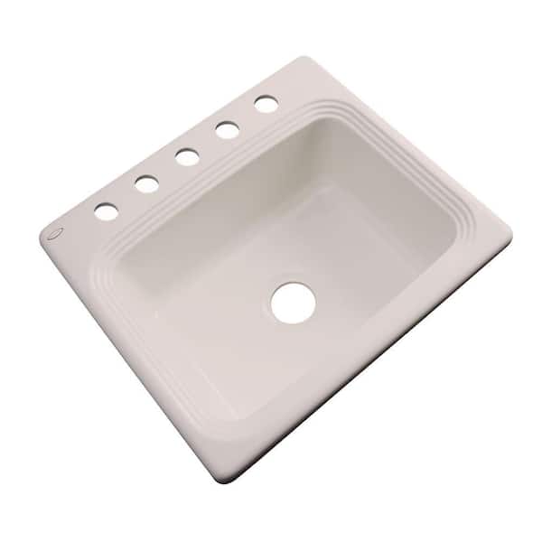 Thermocast Rochester Drop-In Acrylic 25 in. 5-Hole Single Bowl Kitchen Sink in Shell
