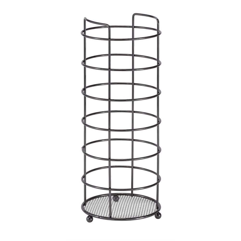 Black Onyx Metal Freestanding Toilet Paper Holder with Storage