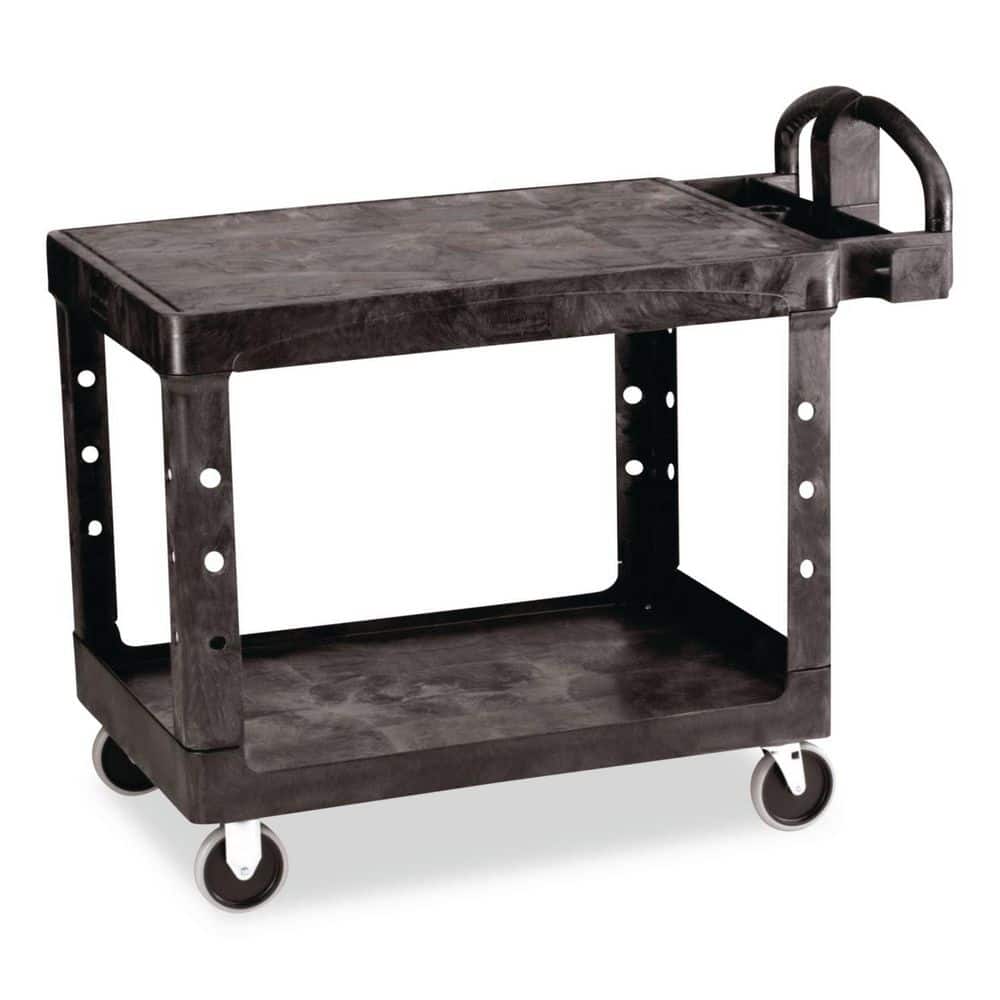 Heavy Duty Black 2-Shelf Utility Cart with Flat Shelf in Medium price history on PriceWatchPro