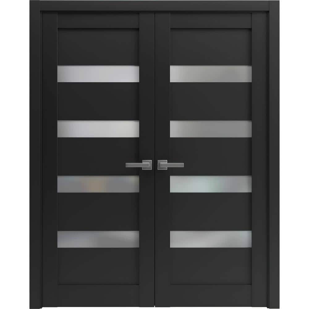 64 in. x 84 in. Black Matte Finished Universal/Reversible Solid MDF Assembly Required Interior Door Kit price history on PriceWatchPro