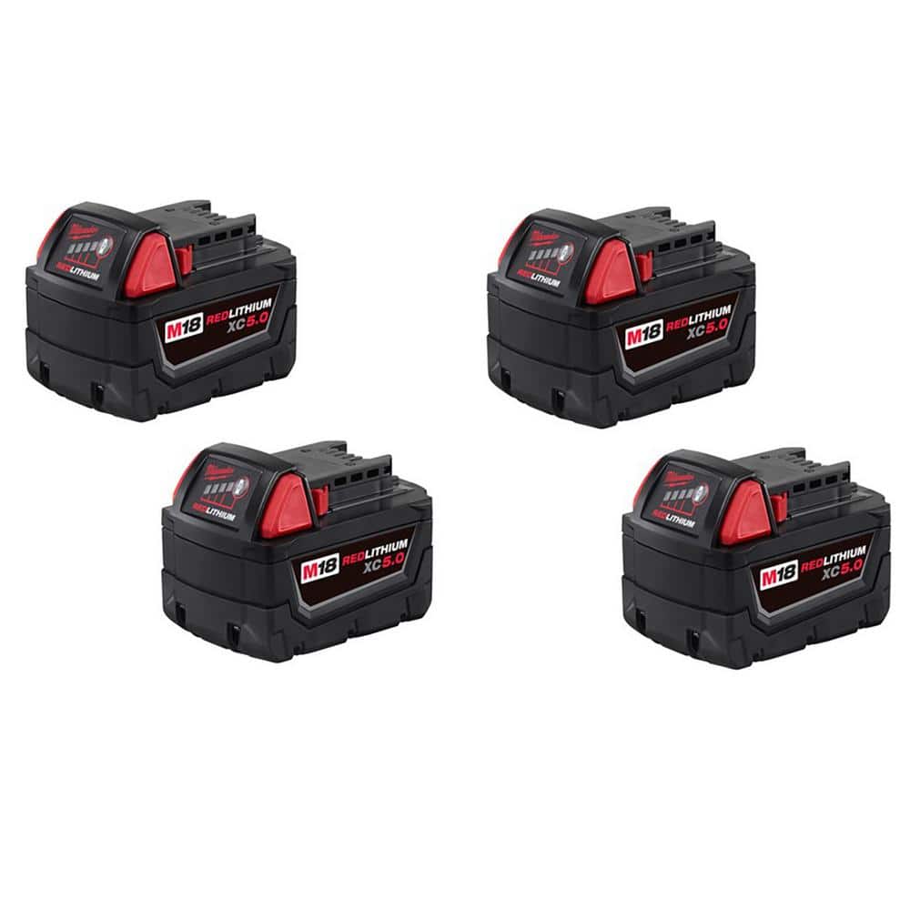 Milwaukee M18 18-Volt Lithium-Ion XC Extended Capacity Battery Pack 5.0Ah (4-Pack) -  48-11-1852X4