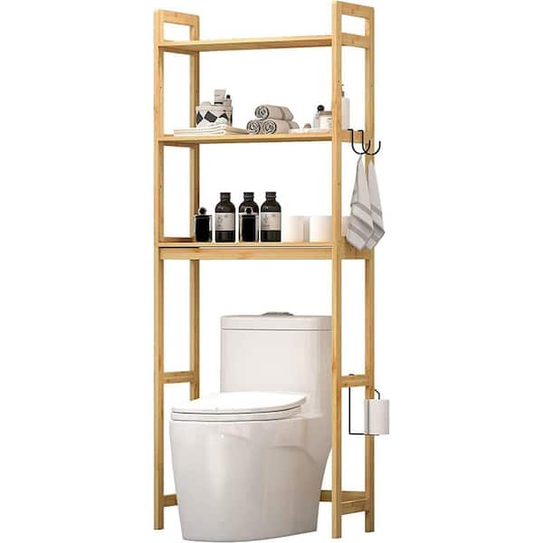 over the Toilet Storage, Bamboo 3-Tier over Toilet Bathroom Organizer,  Adjustabl