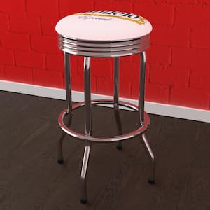 Modelo 29 in. White Backless Metal Bar Stool with Vinyl Seat