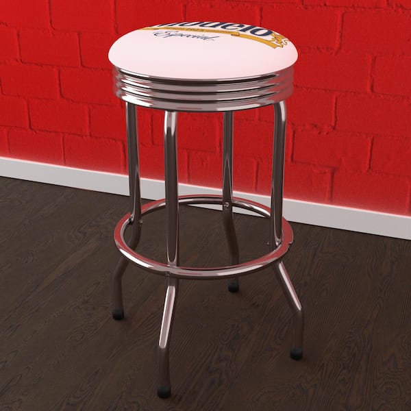 Unbranded Modelo 29 in. White Backless Metal Bar Stool with Vinyl Seat