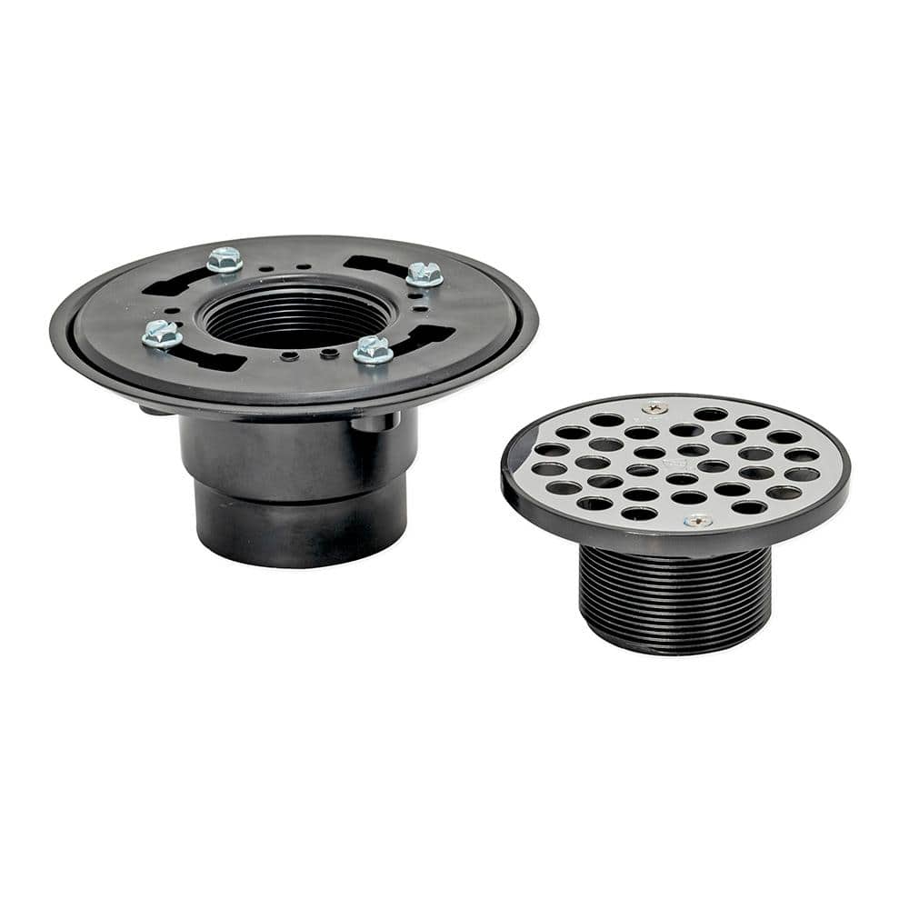 EZ-FLO 2-Inch Black ABS Low Profile Floor and Shower Drain