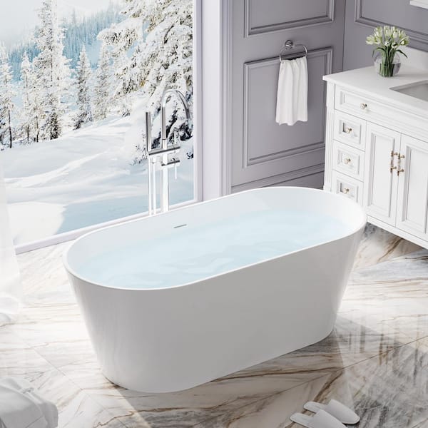 FORCLOVER 59 in. x 29 in. Acrylic Flatbottom Alcove Freestanding