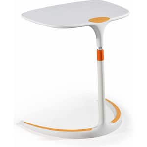 24.09 in. Plastic White C-Shaped Adjustable Side Table